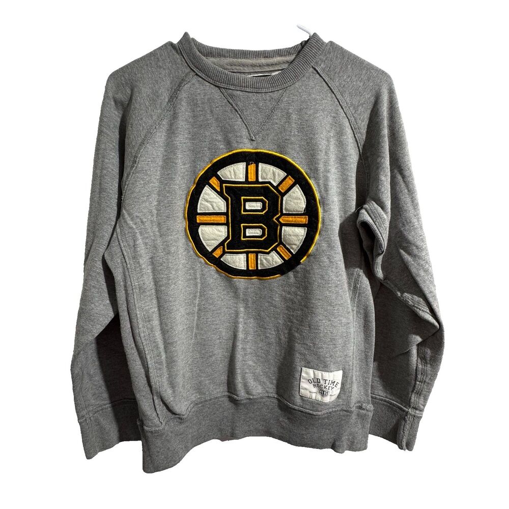 Old Time Hockey Boston Bruins Gray Crewneck Sweatshirt Size Medium NHL